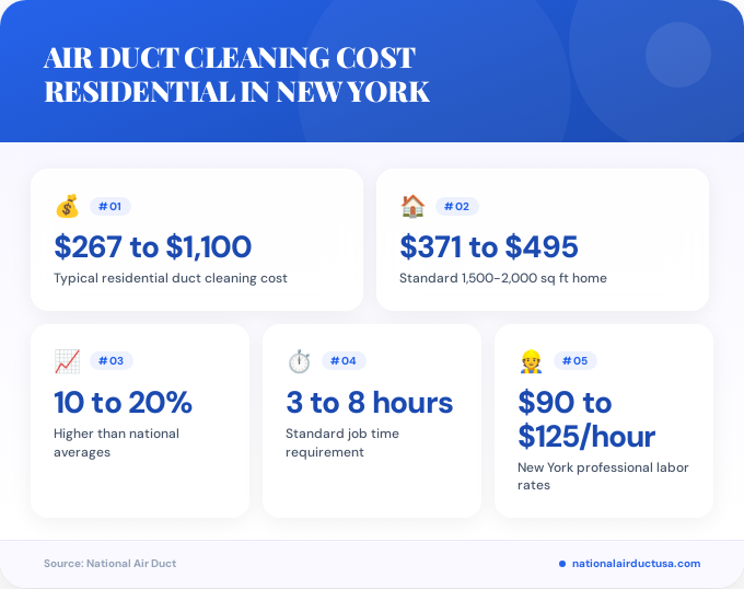 Key facts about air duct cleaning cost residential in New York