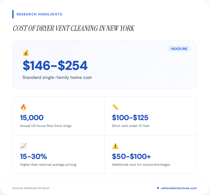 Key facts about cost of dryer vent cleaning in New York