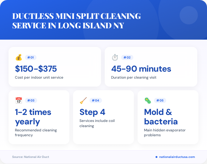 Key facts about ductless mini split cleaning service in Long Island NY