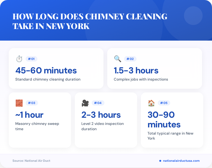 Key facts about how long does chimney cleaning take in New York