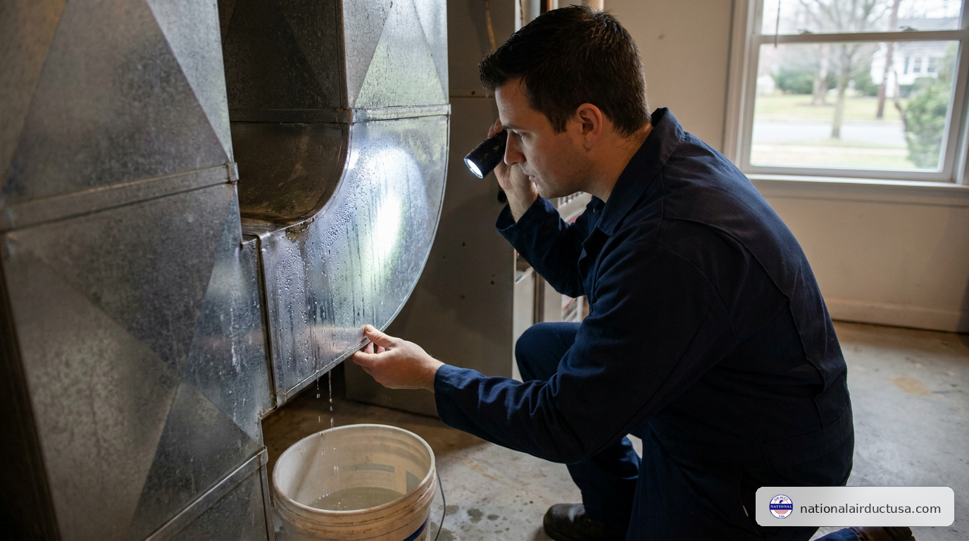 Why Your Ducts Are Leaking Water: Long Island NY Solutions - duct leaking water